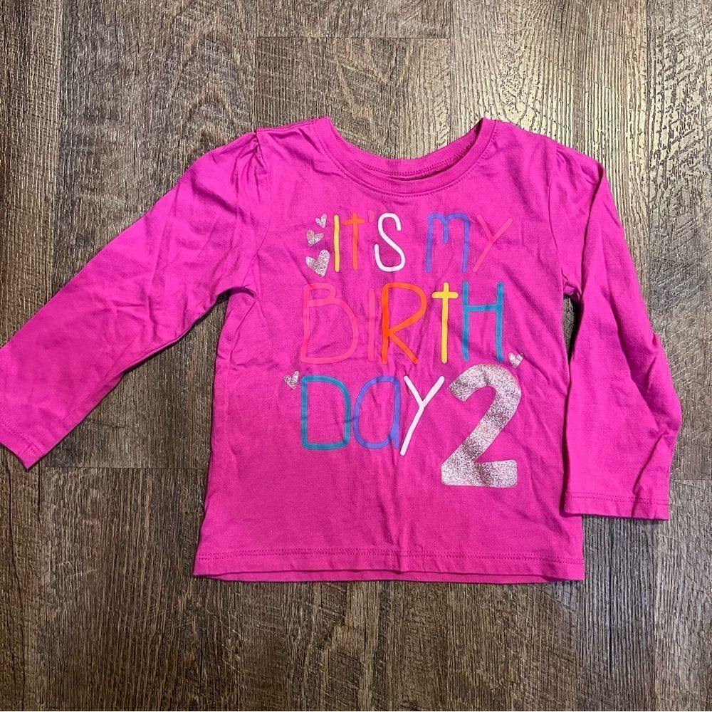 The Children’s Place Girls 2T 2nd Birthday Shirt Long Sleeves Y2K Retro Colorful